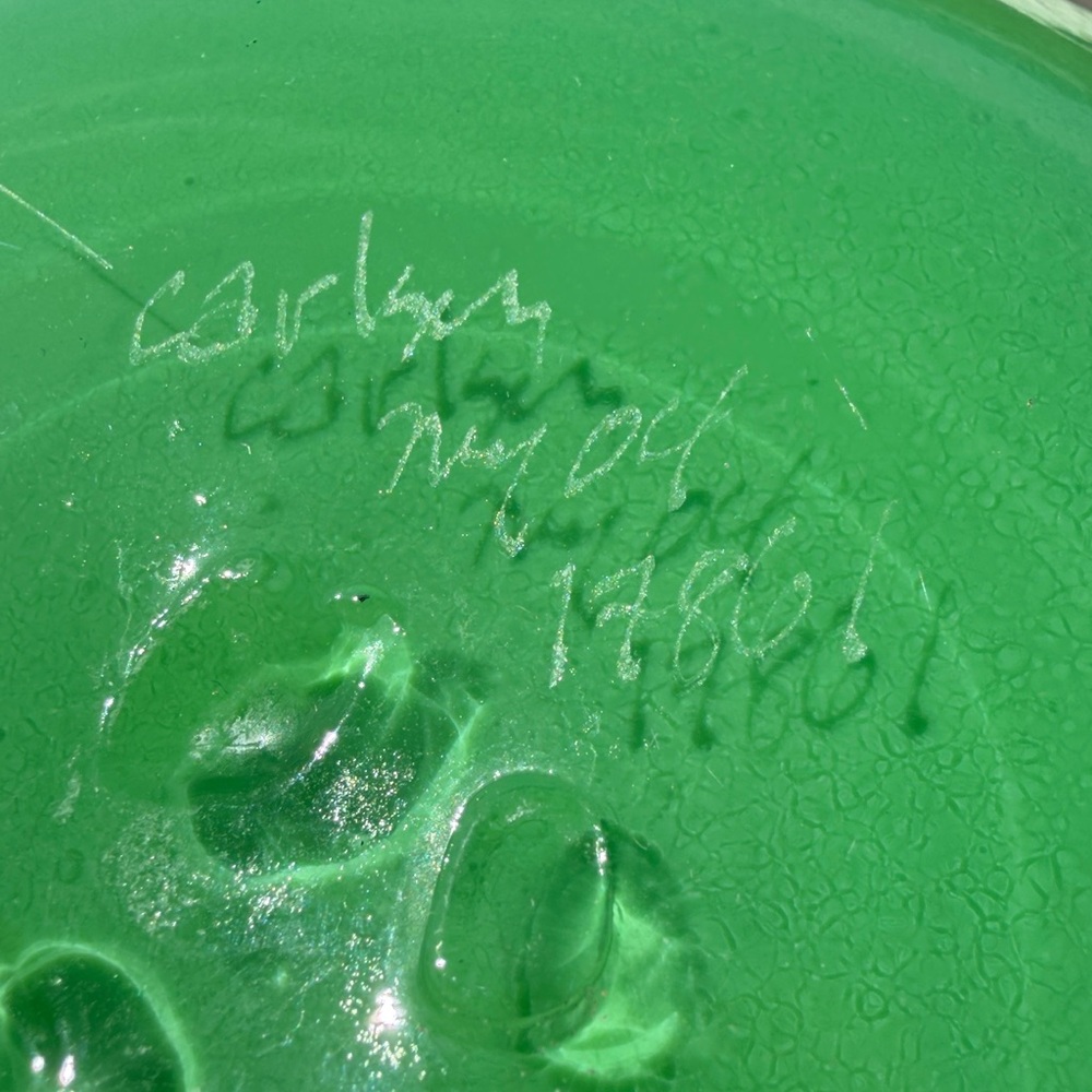 RARE - Vintage Donald Carlson Signed Green Art Glass Vase, Hand Blown, c. 1970s - Picture 6 of 9